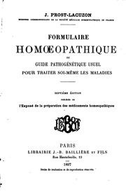 Cover of: Formulaire homoeopathique: ou, Guide pathogenetique usuel pour traiter ...