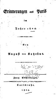 Cover of: Erinnerungen aus Paris im Jahre 1804
