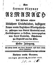 Cover of: Eyn Feyner Kleyner Almanach vol Schönerr Echterr liblicherr Volckslieder ... by Friedrich Nicolai