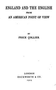 Cover of: England and the English from an American Point of View by Price Collier