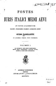 Cover of: Fontes iuris italici medii aevi: in usum academicum