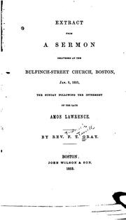 Cover of: Extract from a Sermon Delivered at the Bulfinch-Street Church: Boston, Jan. 9, 1853, the Sunday ...
