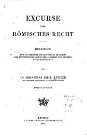 Cover of: Excurse über römisches Recht: Hülfsbuch für academische Privatstudien im Gebiet der ...