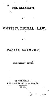 Cover of: The Elements of Constitutional Law