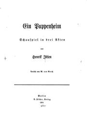 Cover of: Ein Puppenheim: Schauspiel in drei Akten...