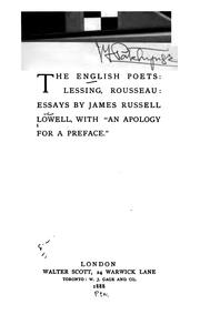 Cover of: The English Poets: Lessing, Rousseau: Essays