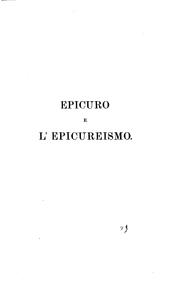Cover of: Epicuro e l'epicureismo