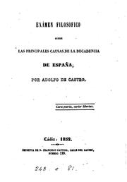 Cover of: Examen filosófico sobre las principales causas de la decadencia de España