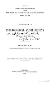 Cover of: Entomological Contributions