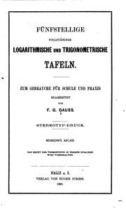Cover of: Fünfstellige vollständige logarithmische und trigonometrische TA feln