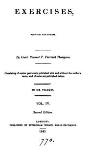 Cover of: Exercises, political and others by T. Perronet Thompson