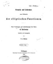 Cover of: Formeln und Lehrsätze zum gebrauche der elliptischen Functionen by Karl Theodor Wilhelm Weierstrass