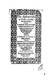 Cover of: The Ephemerides of Phialo: Deuided Into Three Bookes ...