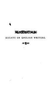 Cover of: Essays on English writers, by the author of 'The gentle life'.