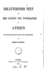 Cover of: Erläuternder Text der Sieben Karten zur Topographie von Athen. [With] Atlas