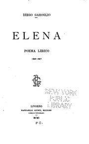 Cover of: Elena: poema lirico 1893-1897