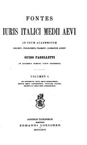 Cover of: Fontes iuris italici medii aevi