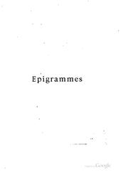 Cover of: Epigrammes (Frontispice de F. -A. Cazala)