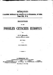 Cover of: Ergaenzungen zu den fossilen Cetaceen Eruopa's