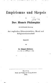 Cover of: Empirismus und Skepsis in DAV. Hume's Philosophicals abschliessender ...