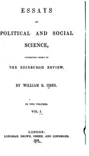 Cover of: Essays on Political and Social Science: Contributed Chiefly to the Edinburgh Review