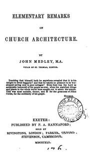 Cover of: Elmentary remarks on church architecture