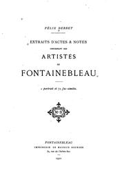 Cover of: Extraits d'actes & notes concernant des artistes de Fontainebleau