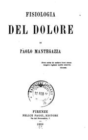 Cover of: Fisiologia del dolore by Paul Mantegazza