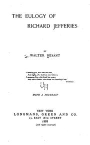 Cover of: The Eulogy of Richard Jefferies | Walter Besant