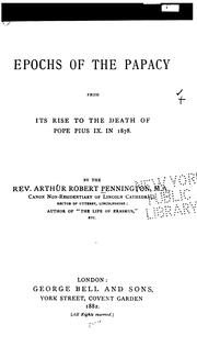Cover of: Epochs of the Papacy: From Its Rise to the Death of Pope Pius IX. in 1878
