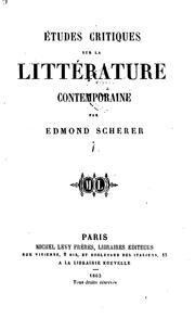 Cover of: Etudes critiques sur la littérature contemporaine