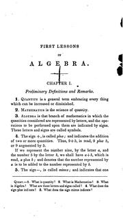 Cover of: First Lessons in Algebra, Embracing the Elements of the Science ... | Charles Davies