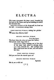 Cover of: Electra: A Tragedy in One Act