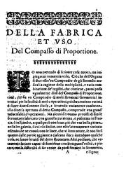 Cover of: Fabrica, et vso del compasso di proportione: doue insegna à gli artefici il modo di fare in esso ... by Paolo Casati