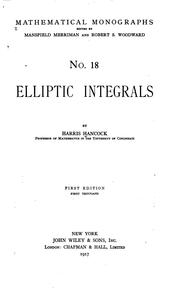 Cover of: Elliptic Integrals by Harris Hancock