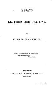 Cover of: Essays, lectures, and orations
