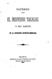 Cover of: El individuo Tagalog y su arte en la exposicion historico-american