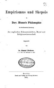 Cover of: Empirismus und Skepsis in Dav. Hume's Philosophie Als Abschliessender ...