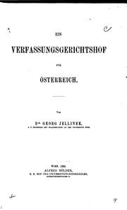 Cover of: Ein Verfassungsgerichtshof für Österreich by Georg Jellinek