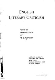 Cover of: English Literary Criticism: With an Introduction