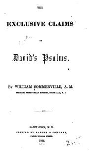 Cover of: The Exclusive Claims of David's Psalms