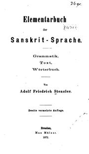 Cover of: Elementarbuch der Sanskrit-sprache: Grammatik, Text Wörterbuch