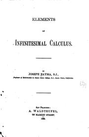 Cover of: Elements of Infinitesimal Calculus ...