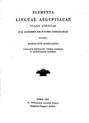 Cover of: Elementa linguae aegyptiacae, vulgo copticae: quae auditoribus suis in patrio Athenaeo Pisano
