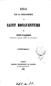 Cover of: Essai sur la philosophie de saint Bonaventure