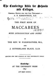Cover of: The First Book of Maccabees with Introduction and Notes by John Sutherland Black