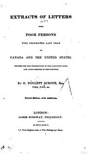 Cover of: Extracts of Letters from Poor Persons who Emigrated Last Year to Canada and the United States