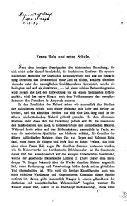 Cover of: Frans Hals und seine Schule: Ein Beitrag zu einer kritischen Behandlung der holländischen Malerei