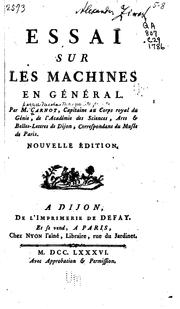 Cover of: Essai sur les machines en général by Lazare Carnot