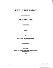 Cover of: The Excursion: Being a Portion of The Recluse, a Poem by William Wordsworth